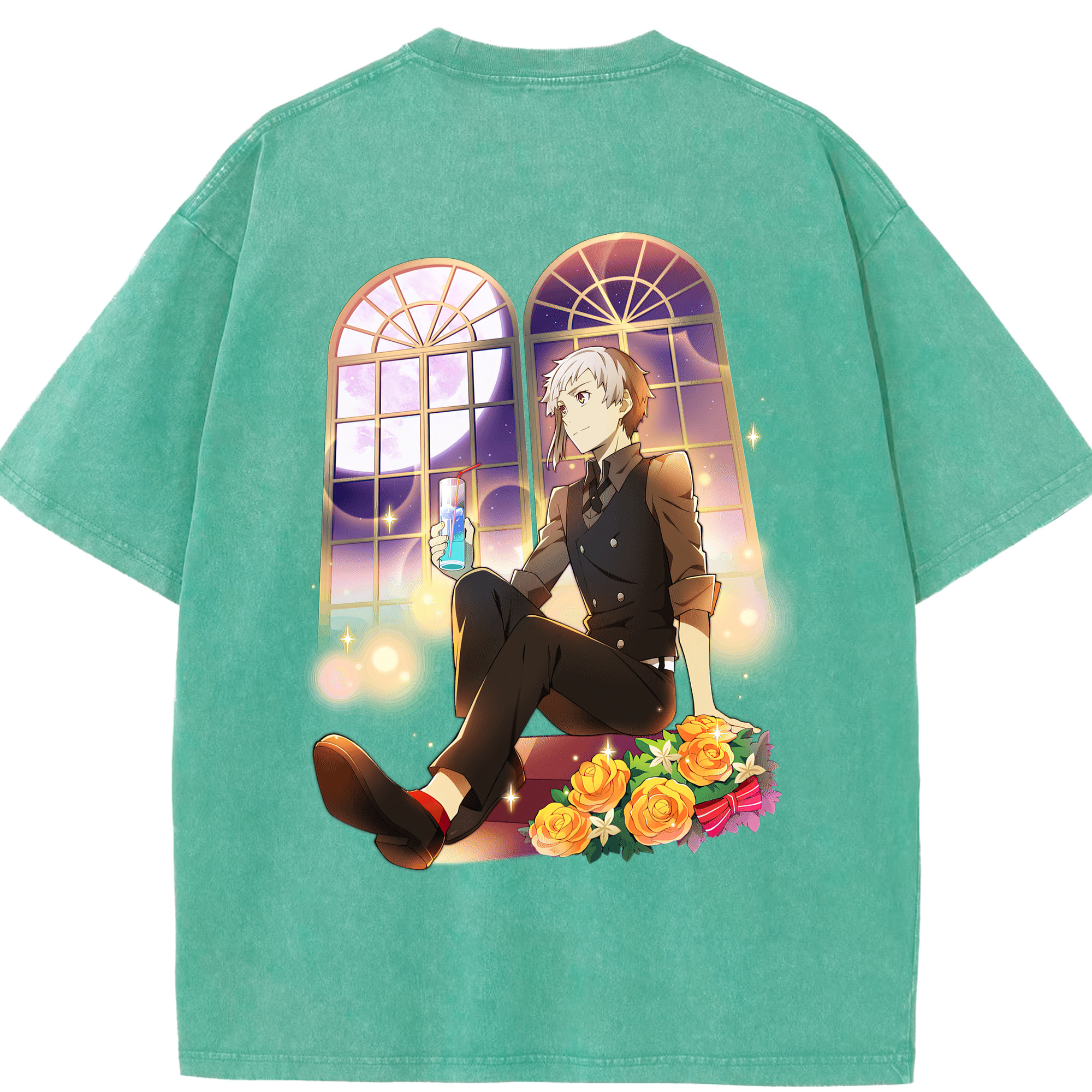 （画像用） 文豪ストレイドッグス Bungo Stray Dogs 綿100% ヴィンテージ風 半袖Tシャツ（背面プリント）